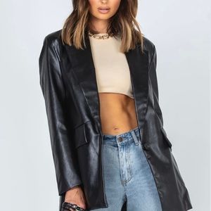 Princess Polly Jocelyn Faux Leather Blazer Black